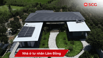 Home 84 Home Nhà ở tư nhân Lâm Đồng, nhà mái nhật sử dụng ngói màu SCG dạng phẳng PX11